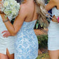 blue floral off the shoulder cute short bodycon homecoming dress cocktail dress prom dress party dress nv1730