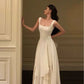 White Elegant Irregular Hem Long Ball Gown Evening Dress A-Line Square Neck Ball Gown Ankle Length nv2007