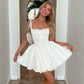 Lace Backless Pleated Short Skirt Slim Fit Corset Sexy Mini Dress French Elegant White Gown nv1712