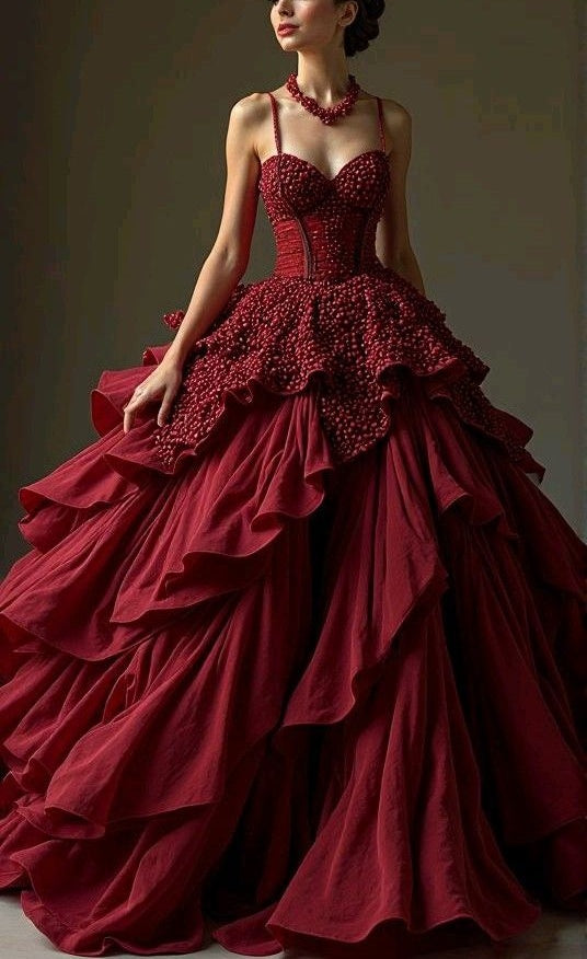 NiceVestidos - Robe créative, magnifique robe de bal rouge NV6069