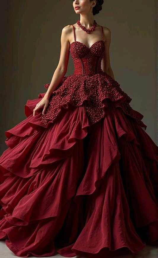 NiceVestidos - Robe créative, magnifique robe de bal rouge NV6069