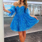 Cute Blue Lace Short Prom Dresses, Blue Lace Homecoming Dresses, Blue Formal Graduation Evening Dresses nv1475