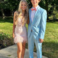 Cute V Neck Pink Lace Prom Dress with Feather Short Pink Lace Homecoming Dress Pink Formal Evening Dress nv1565