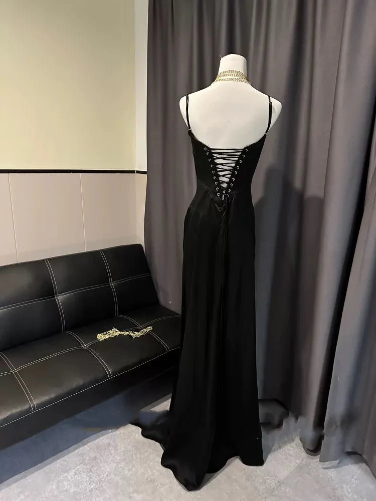 Simple Brown Spaghetti Straps A Line Prom Dress Party Dress nv1713