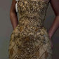 Beautiful tight square neck sleeveless gold short formal 8th grade homecoming dress summer middle school Hoco dress homecoming outfit nv5322