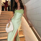 Simple Fashion Sage Green Spaghetti Strap Party Dress Evening Gown Prom Dress nv1793