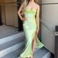 Simple Fashion Sage Green Spaghetti Strap Party Dress Evening Gown Prom Dress nv1793