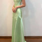 Sage Green/Pink Vintage V Neck Beaded Spaghetti Strap Backless Long Mermaid Ball Gown Evening Dress Formal Party Dress nv3599