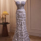 Glittery Tulle Off-the-shoulder Mermaid Long Ball Gown Evening Dress with Beaded Feathers nv2048