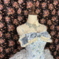 Blue floral princess long tulle ball gown evening dress quinceanera dress nv4651