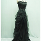 Green/Black Elegant Vintage Fashion A-line Sweetheart Tulle Floor Length Formal Evening Gown Ball Gown nv3859