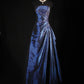 Navy Blue Gorgeous Shiny Vintage Fashion Off Shoulder Exquisite Beading Long Satin Elegant Ball Gown Party Dress Prom Dress nv3852