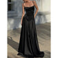 Simple Brown Spaghetti Straps A Line Prom Dress Party Dress nv1713
