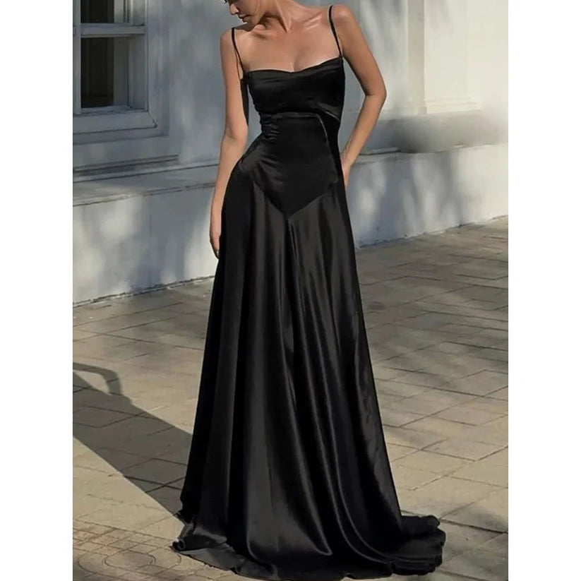 Simple Brown Spaghetti Straps A Line Prom Dress Party Dress nv1713