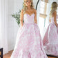 Pink Fashion Elegant Floral Long Satin Ball Gown Evening Dress nv3624