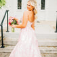 Pink Fashion Elegant Floral Long Satin Ball Gown Evening Dress nv3624