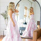Pink Fashion Elegant Floral Long Satin Ball Gown Evening Dress nv3624
