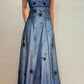 Blue Fashion Gradient Exquisite Beading Spaghetti Strap Long tulle Ball Gown Evening Gown Party Dress nv3723