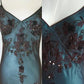 Blue/Reddish Brown/Green Beaded Vintage Evening Gown Spaghetti Strap Chiffon Long Ball Gown nv4269