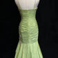 Green Vintage Sweetheart Neck Mermaid Spaghetti Straps Satin Beaded Sequin Long Ball Gown Evening Dress nv4167