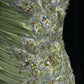 Green Vintage Sweetheart Neck Mermaid Spaghetti Straps Satin Beaded Sequin Long Ball Gown Evening Dress nv4167