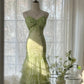 Green Mermaid Vintage Sweetheart Beaded Multi-Layer Long Chiffon Fairytale Ball Gown Party Dress nv4113