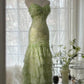 Green Mermaid Vintage Sweetheart Beaded Multi-Layer Long Chiffon Fairytale Ball Gown Party Dress nv4113