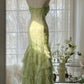 Green Mermaid Vintage Sweetheart Beaded Multi-Layer Long Chiffon Fairytale Ball Gown Party Dress nv4113
