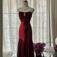 Vintage Red Mermaid Off-the-shoulder Long Chiffon Ball Gown Graduation Prom Dress Party Dress nv3761