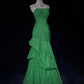 Pink Beautiful Mermaid Long Evening Dress Spaghetti Straps Satin Ruffled Ball Gown Beaded nv4290