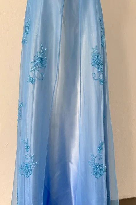 Blue/Pink Exquisite Gradient Beaded Vintage Long Prom Gown Evening Gown Party Dress nv4272