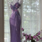 Purple Vintage Chiffon Beaded Bodycon Elegant Backless Slit Prom Gown Evening Dress Party Dress nv4262
