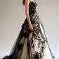 Robe gothique sans manches en tulle et dentelle à panneaux noirs et blancs NiceVestidos NV6201
