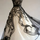Robe gothique sans manches en tulle et dentelle à panneaux noirs et blancs NiceVestidos NV6201