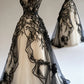 Robe gothique sans manches en tulle et dentelle à panneaux noirs et blancs NiceVestidos NV6201