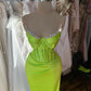 Green Shiny Fashion Elegant Spaghetti Strap Sleeveless Long Satin Floor Length Ball Gown Evening Dress Party Dress nv3720