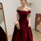 Elegant Burgundy Velvet A-Line Tie Floor Length Party Dress Deep Red Evening Gown Prom Dress nv1792