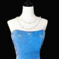 Blue Gorgeous Elegant Beautiful Exquisite Beaded Long Floor Length Satin Ball Gown Evening Dress Party Dress Prom Dress nv3983