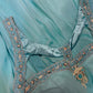 Blue Beaded Long Satin Mermaid Ball Gown Evening Gown Party Dress nv4320