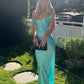 Blue Fashion Elegant Off Shoulder Long Mermaid Satin Formal Ladies Prom Dress Evening Dress Party Dress Prom Dress nv3931