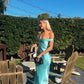 Blue Fashion Elegant Off Shoulder Long Mermaid Satin Formal Ladies Prom Dress Evening Dress Party Dress Prom Dress nv3931