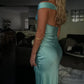 Blue Fashion Elegant Off Shoulder Long Mermaid Satin Formal Ladies Prom Dress Evening Dress Party Dress Prom Dress nv3931