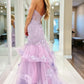 Gorgeous Strapless Mermaid Purple Lace Long Prom Dress Purple Lace Formal Evening Dress Purple Ball Gown  nv1567
