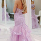 Gorgeous Strapless Mermaid Purple Lace Long Prom Dress Purple Lace Formal Evening Dress Purple Ball Gown  nv1567