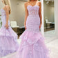 Gorgeous Strapless Mermaid Purple Lace Long Prom Dress Purple Lace Formal Evening Dress Purple Ball Gown  nv1567