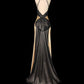 Champagne Black Fashion Elegant Strap Long Mermaid Slim Fishtail Skirt Satin Floor Length Train Ball Gown Evening Dress Prom Dress nv3866