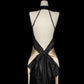 Champagne Black Fashion Elegant Strap Long Mermaid Slim Fishtail Skirt Satin Floor Length Train Ball Gown Evening Dress Prom Dress nv3866