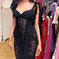 Sexy Black Fringe Lace Mermaid Evening Gown Long Ball Gown Evening Dress nv1857