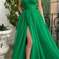 Trendy Green A-line Strapless Sweetheart Sequined Tulle Prom Gown nv1642