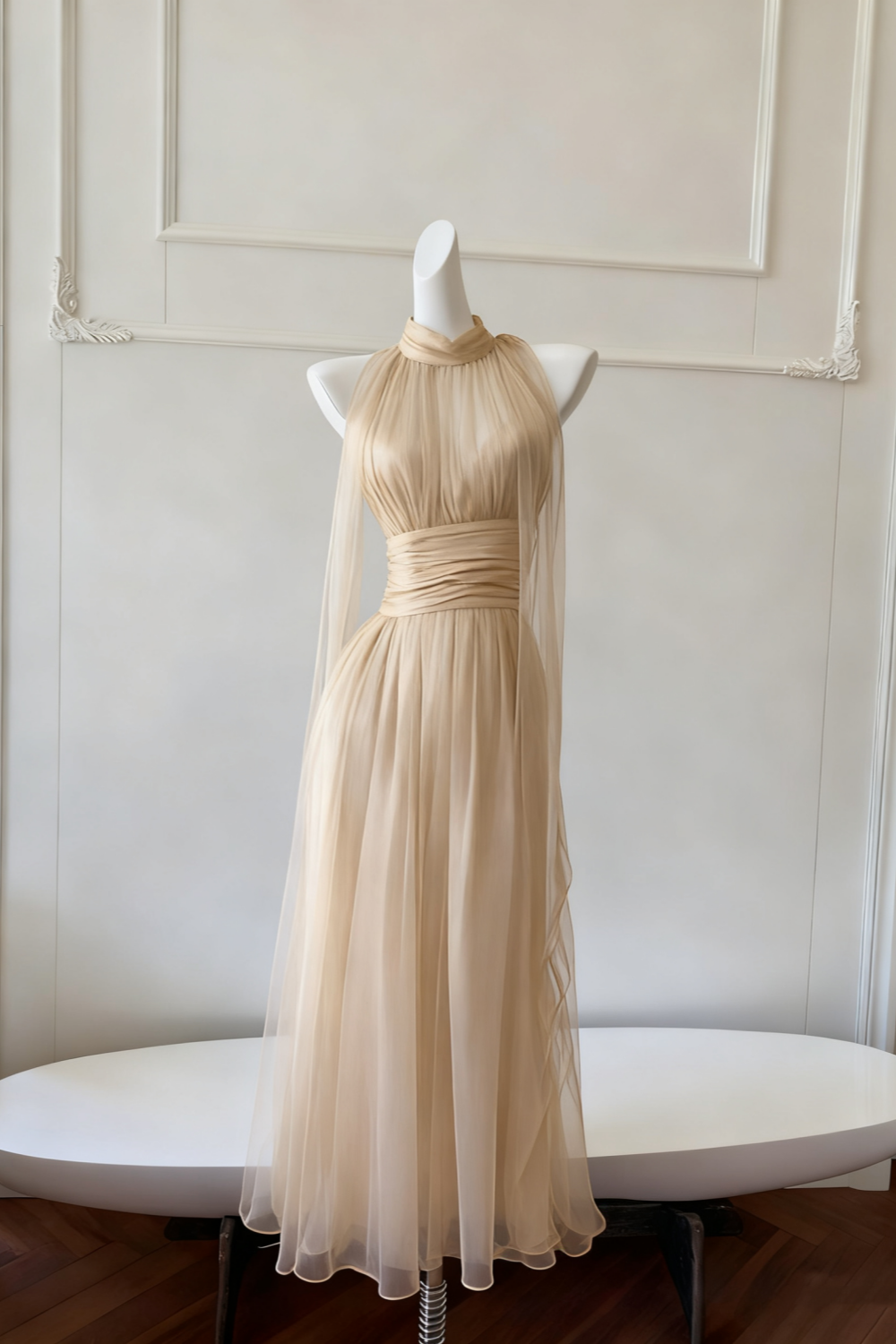 NiceVestidos - Robe longue fluide en mousseline à bretelles NV6085